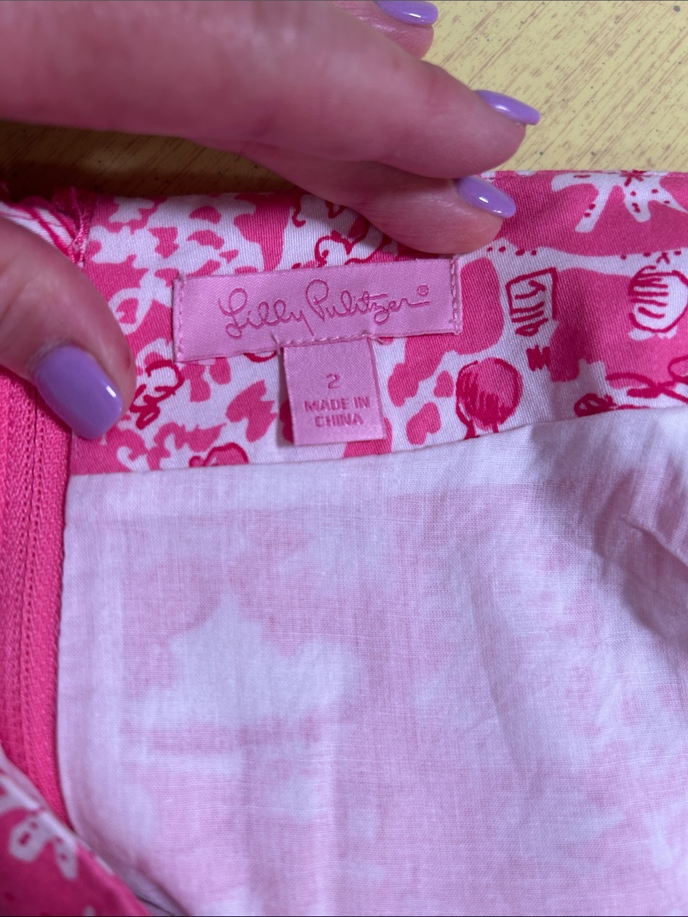 Vintage Lilly Pulitzer Hot Pink Toile Mini Skirt with White Embroidery - Picture 6 of 7